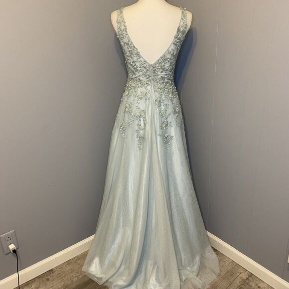 XSCAPE Embroidered Floral Sleeveless Gown Long Formal Dress Size 4 - Picture 8 of 13